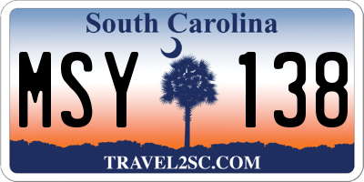 SC license plate MSY138