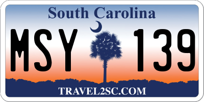 SC license plate MSY139
