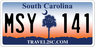 SC license plate MSY141
