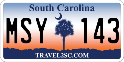 SC license plate MSY143