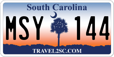 SC license plate MSY144