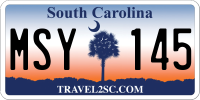 SC license plate MSY145