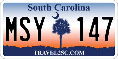 SC license plate MSY147