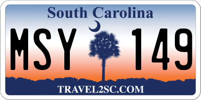 SC license plate MSY149