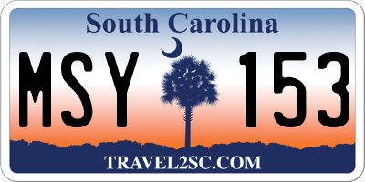 SC license plate MSY153
