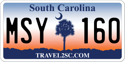 SC license plate MSY160