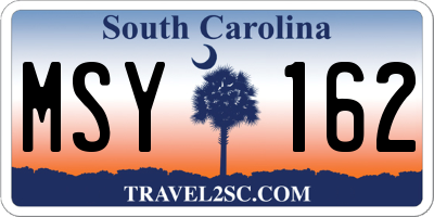 SC license plate MSY162