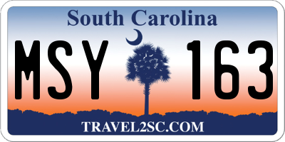SC license plate MSY163