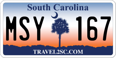 SC license plate MSY167
