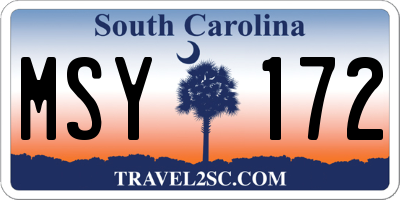 SC license plate MSY172