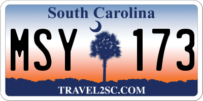SC license plate MSY173