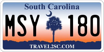 SC license plate MSY180
