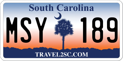 SC license plate MSY189
