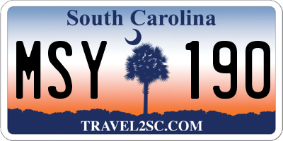 SC license plate MSY190