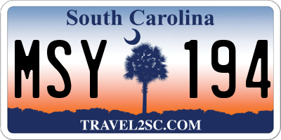 SC license plate MSY194