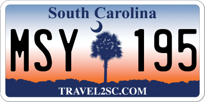 SC license plate MSY195