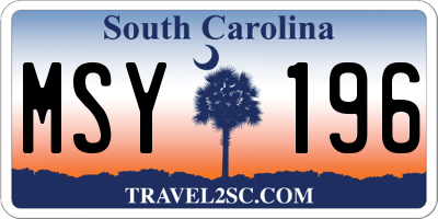 SC license plate MSY196