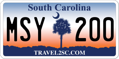 SC license plate MSY200
