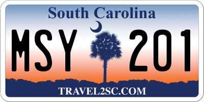 SC license plate MSY201