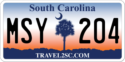 SC license plate MSY204