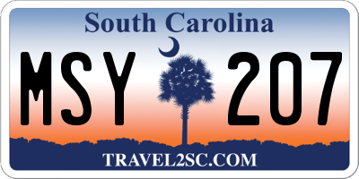 SC license plate MSY207