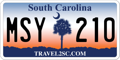SC license plate MSY210