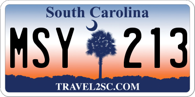 SC license plate MSY213