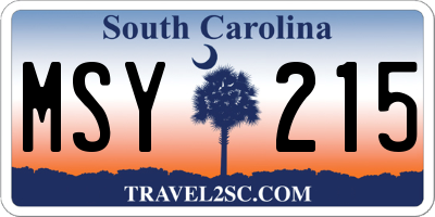 SC license plate MSY215