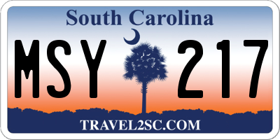 SC license plate MSY217
