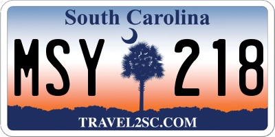 SC license plate MSY218