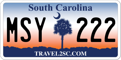 SC license plate MSY222