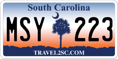 SC license plate MSY223