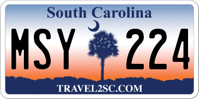 SC license plate MSY224