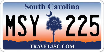 SC license plate MSY225