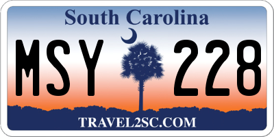 SC license plate MSY228