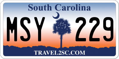 SC license plate MSY229