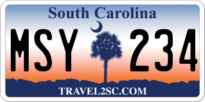 SC license plate MSY234