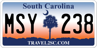 SC license plate MSY238