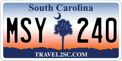 SC license plate MSY240