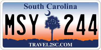 SC license plate MSY244