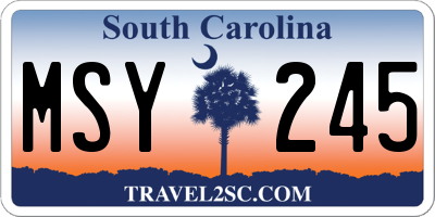 SC license plate MSY245