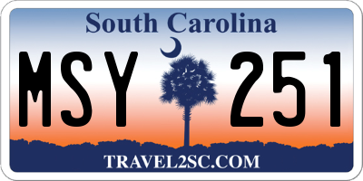 SC license plate MSY251
