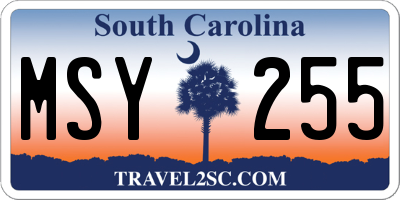 SC license plate MSY255