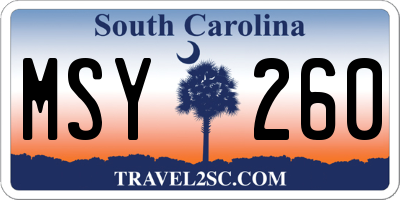 SC license plate MSY260