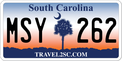 SC license plate MSY262