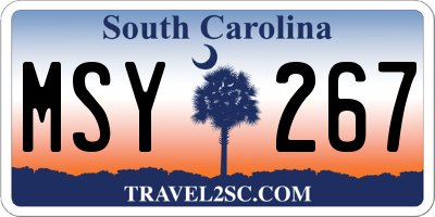 SC license plate MSY267