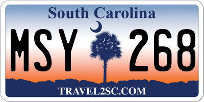 SC license plate MSY268