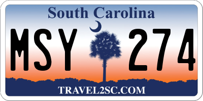 SC license plate MSY274