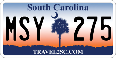 SC license plate MSY275