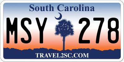 SC license plate MSY278